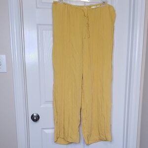 H&M Womens Canary Yellow Linen Like Pants Size XL